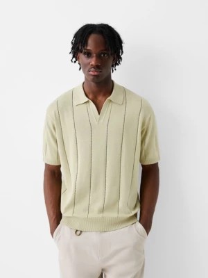 Zdjęcie produktu Bershka Strukturalna Koszulka Polo Z Krótkim Rękawem Mężczyzna Zielony
