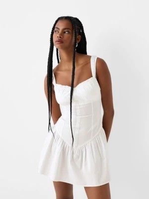 Zdjęcie produktu Bershka Sukienka Mini Z Falbanami Kobieta Biały