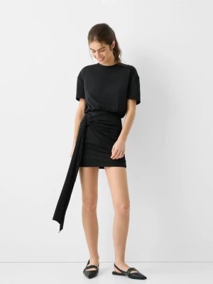 Zdjęcie produktu Bershka Sukienka Mini Z Krótkim Rękawem I Węzłem Kobieta Czarny