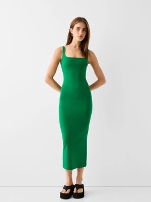 Zdjęcie produktu Bershka Sukienka Średniej Długości Na Ramiączkach Z Kwadratowym Dekoltem Kobieta Zielony