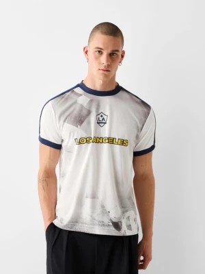 Zdjęcie produktu Bershka Techniczna Koszulka Z Nadrukiem La Galaxy Mężczyzna Biały