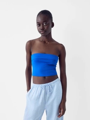 Zdjęcie produktu Bershka Top Bandeau Z Wywiniętym Brzegiem Kobieta Niebieski