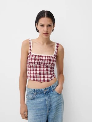 Zdjęcie produktu Bershka Top W Kratkę Vichy Kobieta Buraczkowy