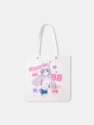 Zdjęcie produktu Bershka Torba Shopper Z Nadrukiem Anime Kobieta Biały