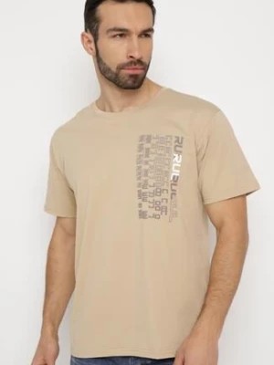 Zdjęcie produktu Beżowa Koszulka Bawełniana z Ozdobnym Nadrukiem na Przodzie Ulitiama