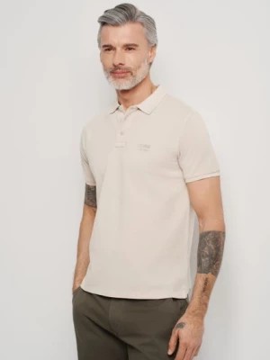 Zdjęcie produktu Beżowa koszulka polo męska z logo OCHNIK