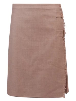 Zdjęcie produktu Beżowa Plisowana Spódnica Midi z Wełny Burberry