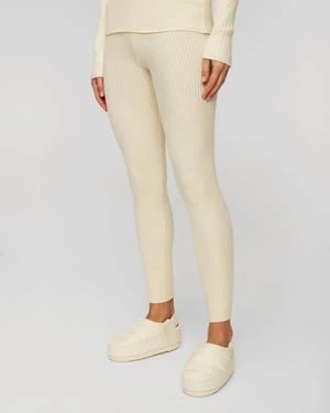 Zdjęcie produktu Beżowe Leginsy Damskie Varley Mocado Rib Knit Legging