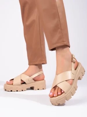 Zdjęcie produktu Beżowe sandały na grubej platformie Vinceza