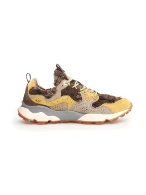 Zdjęcie produktu Beżowo-brązowe Sneakersy z żółtym zamszem Flower Mountain