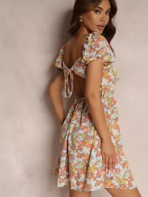 Zdjęcie produktu Beżowo-Pomarańczowa Sukienka Josmy