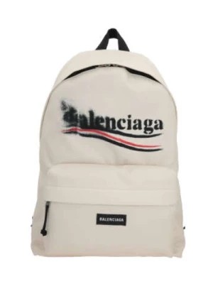 Zdjęcie produktu Beżowy Nylonowy Plecak z Politycznym Stencilem Balenciaga