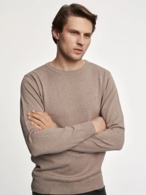 Zdjęcie produktu Beżowy sweter męski z logo OCHNIK