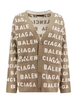 Zdjęcie produktu Beżowy Sweter z Dekoltem w Szpic Balenciaga