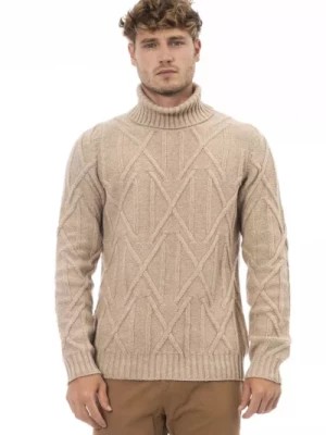 Zdjęcie produktu Beżowy Sweter z Włókna Merino z Wysokim Kołnierzem Alpha Studio