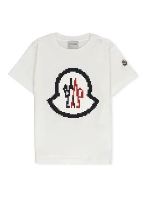 Zdjęcie produktu Biała Bawełniana Koszulka dla Chłopców z Emblematem Moncler