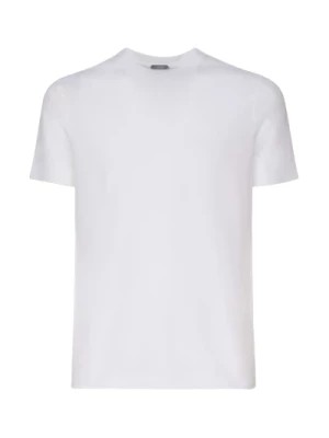 Zdjęcie produktu Biała Bawełniana Koszulka Krótkie Rękawy Zanone