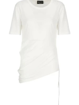 Zdjęcie produktu Biała Bawełniana Koszulka z Asymetrycznym Dolem Andrea Ya’aqov