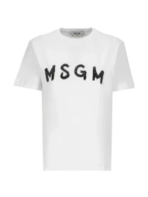 Zdjęcie produktu Biała Bawełniana Koszulka z Logo Msgm