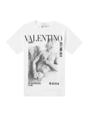 Zdjęcie produktu Biała Bawełniana Koszulka z Nadrukiem Logo Valentino