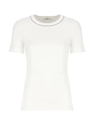 Zdjęcie produktu Biała Bawełniana Koszulka z Okrągłym Dekoltem Peserico