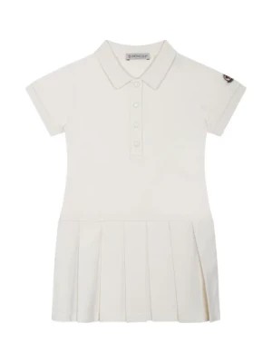 Zdjęcie produktu Biała Bawełniana Mini Sukienka z Plisowaną Spódnicą Moncler