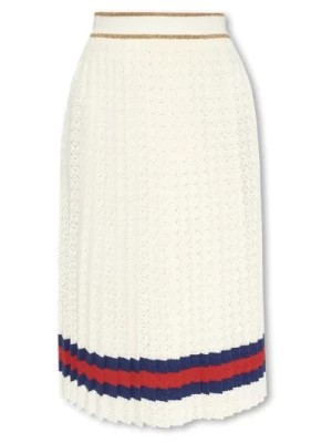 Zdjęcie produktu Biała Bawełniana Spódnica Plisowana Aw23 Gucci