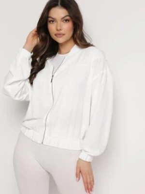 Zdjęcie produktu Biała Bluza o Fasonie Zasuwanej Cienkiej Bomberki Ninoria