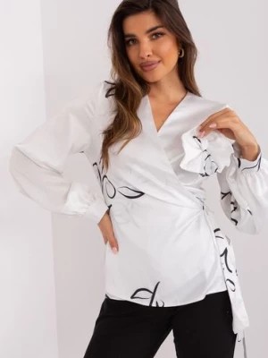 Zdjęcie produktu Biała bluzka wizytowa z printem Lakerta