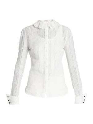 Zdjęcie produktu Biała Bluzka z Haftem dla Kobiet Saint Laurent