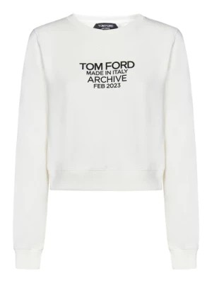 Zdjęcie produktu Biała Cropped Bluza z Czarnym Logo Tom Ford