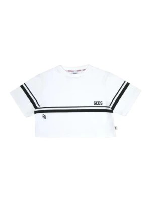 Zdjęcie produktu Biała Cropped T-shirt z Kontrastowymi Paskami Gcds