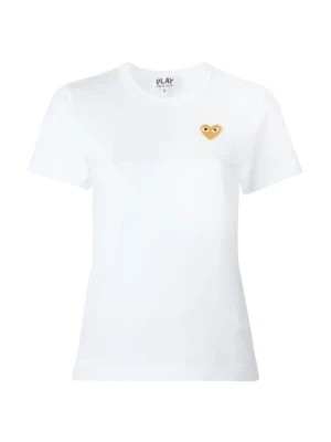 Zdjęcie produktu Biała Damska Koszulka z Złotym Sercem Comme des Garçons Play