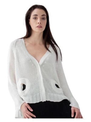 Zdjęcie produktu Biała Dzianinowa Sweter z Wycięciami od Pier Antonio Gaspari PierAntonioGaspari