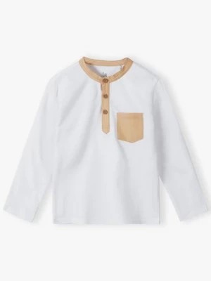 Zdjęcie produktu Biała elegancka bluzka chłopięca z długim rękawem z bawełny 5.10.15.