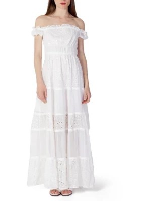 Zdjęcie produktu Biała Gładka Sukienka z Poliestru Guess