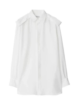 Zdjęcie produktu Biała Jedwabna Koszula Naramienniki Długie Rękawy Burberry
