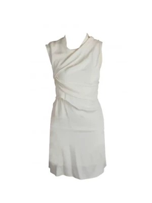 Zdjęcie produktu Biała Jedwabna Sukienka z Bocznym Zamkiem Balenciaga