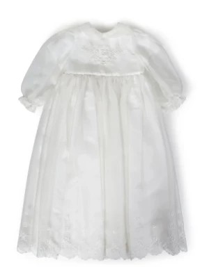 Zdjęcie produktu Biała Jedwabna Sukienka z Haftem Kwiatowym Fendi