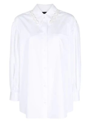 Zdjęcie produktu Biała Klasyczna Koszula z Bufiastym Rękawem i Haftem Simone Rocha
