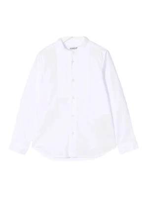 Zdjęcie produktu Biała koszula bez kołnierzyka z haftowanym logo Dondup