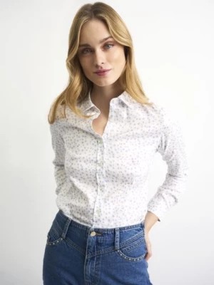 Zdjęcie produktu Biała koszula damska w kwiaty OCHNIK