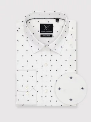 Zdjęcie produktu Biała koszula męska w granatowy drobny print Pako Lorente