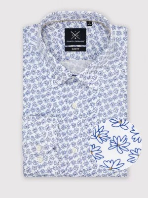 Zdjęcie produktu Biała koszula męska w niebieskie kwiaty Pako Lorente