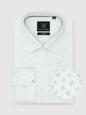 Zdjęcie produktu Biała koszula męska w zielony mikrowzór Pako Lorente