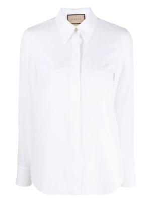 Zdjęcie produktu Biała koszula z haftowanym logo Gucci