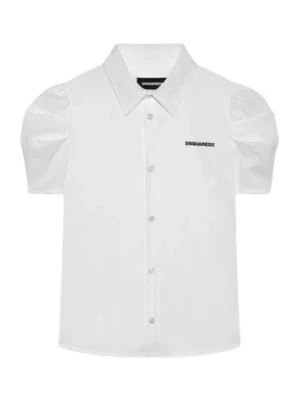 Zdjęcie produktu Biała Koszula z Klasycznym Kołnierzem i Nadrukiem Logo Dsquared2