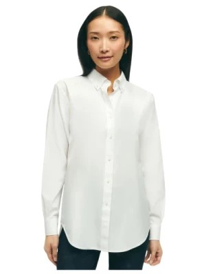 Zdjęcie produktu Biała koszula z luźnym krojem z elastyczną bawełną Supima i kołnierzykiem z guzikami Brooks Brothers
