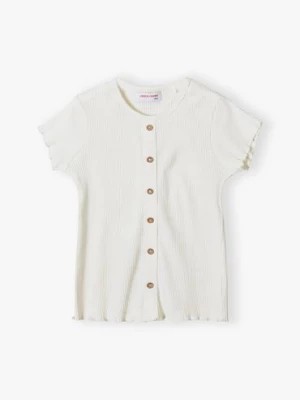 Zdjęcie produktu Biała koszulka dla dziewczynki w prążki z ozdobnymi guzikami Lincoln & Sharks by 5.10.15.