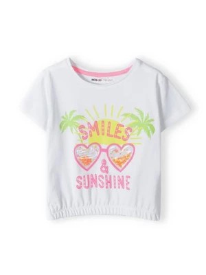Zdjęcie produktu Biała koszulka niemowlęca z bawełny- Smiles & Sunshine Minoti